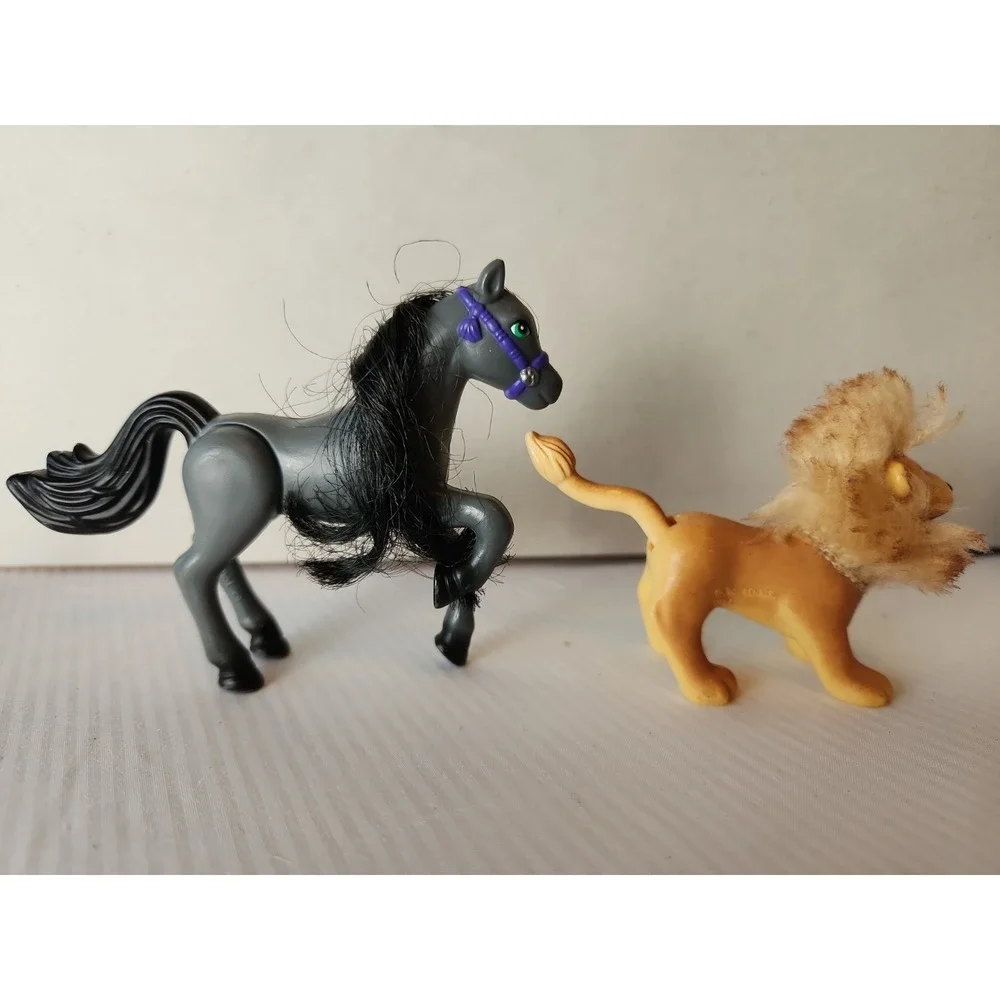 Vintage Kenner 1990s Littlest Pet Shop Ponies-3, Male Lion, Gray Bunny, & Puppy